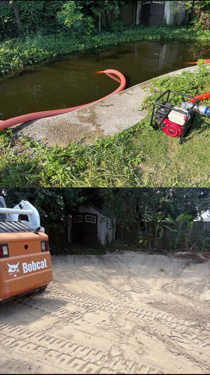 Backfilled pool area after demolition
